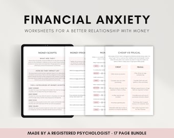 Money Psychology Worksheets for Couples, Managing Financial Stress & Anxiety, Healthy Attitudes Towards Money, Financial Wellness Planner