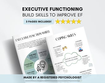 Executive Functioning Wheel & Coping Skills Worksheets (Digital Download)