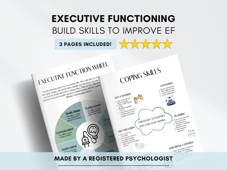 Executive Functioning Wheel & Coping Skills Worksheets