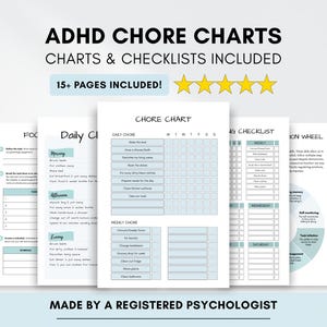 Pacchetto di tabelle e checklist per le faccende domestiche legate all'ADHD: adolescenti e adulti (stampabili/compilabili)