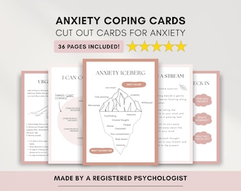 Anxiety Coping Skills Cards: Mental Health Resources (PDF Digital Download)