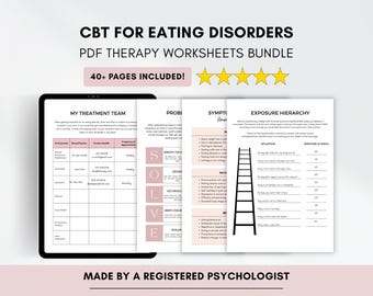 Hojas de trabajo de TCC para trastornos alimentarios con material didáctico sobre terapia (descarga digital en PDF)