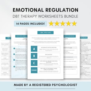 DBT Emotional Regulation Worksheets: Coping Skills & Problem Solving (PDF Digital Download)