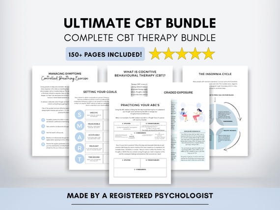 CBT Worksheets Mega Bundle with Therapist & Counselor Therapy Resources (PDF Digital Download)