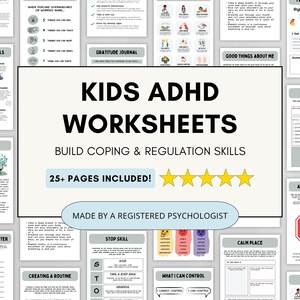 ADHD Coping Skills Worksheet Bundle for Kids (Printable/Fillable)