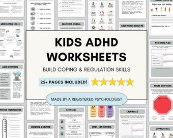 Hojas de trabajo para niños sobre habilidades de afrontamiento del TDAH (imprimibles y rellenables)