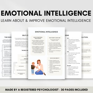 Fogli di lavoro per la terapia dell'intelligenza emotiva per comprendere le emozioni, sedersi con le emozioni e capacità di coping della regolazione emotiva