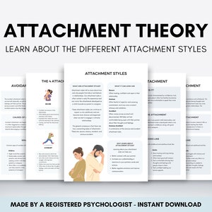 Attachment Styles Worksheet Bundle for Understanding Attachment Theory, Anxious, Avoidant and Secure Attachment Therapist Resource