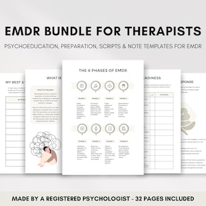 EMDR Worksheets Bundle for Therapists and Counselors, Eye Movement Desensitization and Reprocessing for Adults Overcoming Trauma and PTSD