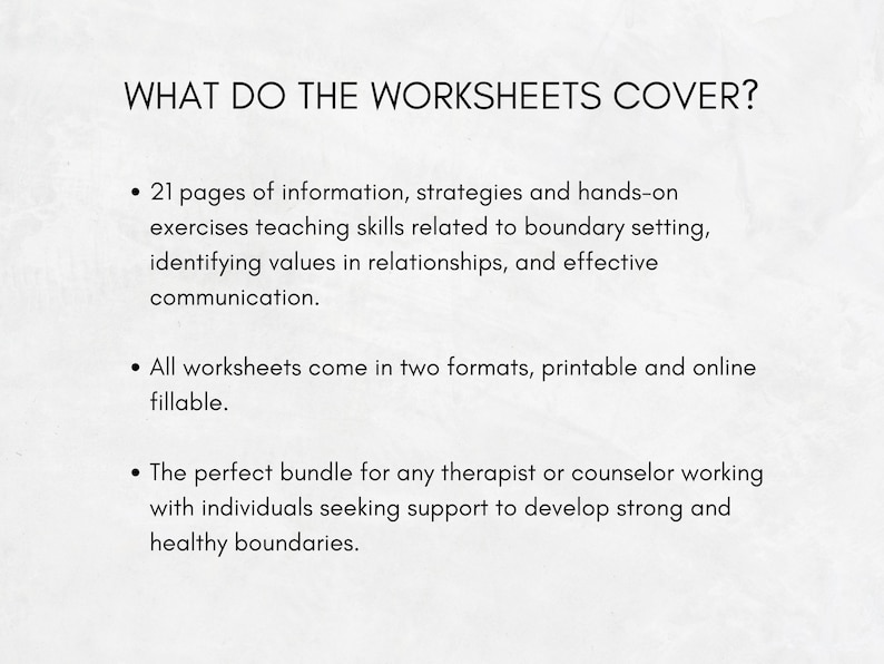 Boundary Setting Worksheets Bundle