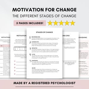 Therapy Worksheets with Motivational Interviewing and Stages of Change Framework