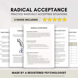 Radical Acceptance DBT Psychoeducation Worksheets for Emotional Regulation