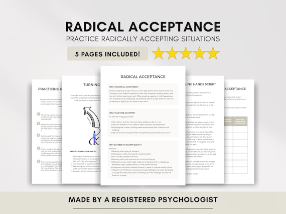 DBT Radical Acceptance Worksheets: Emotional Regulation Therapy (Digital Download)