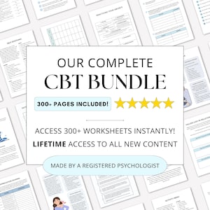 CBT Mega Bundle: Lifetime Access, Worksheets for Therapists & Counselors (PDF Digital Download)