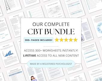 CBT Mega Bundle: Lifetime Access, Worksheets for Therapists & Counselors (PDF Digital Download)