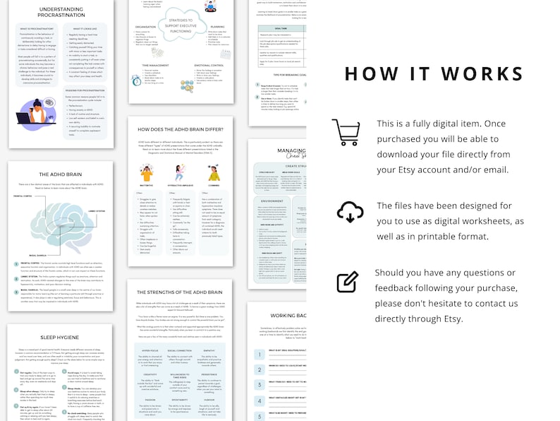 ADHD Late Diagnosis Therapy Worksheets for Adults