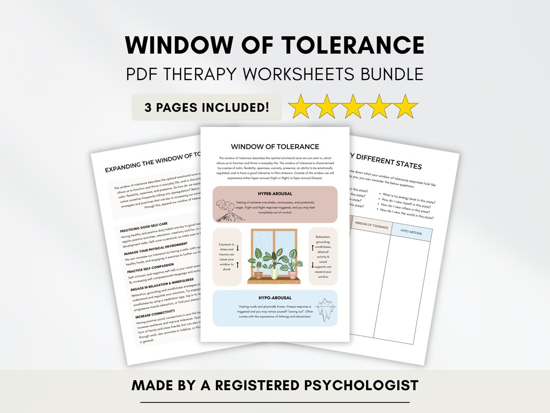 Window Order Worksheet Window of Tolerance Worksheets for Emotional Regulation & Self-care ...