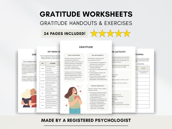 Gratitude Worksheets: Relationship Exercises & Gratitude Journal (PDF Digital Download)