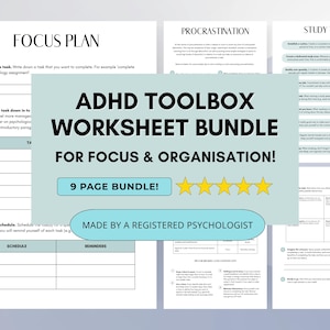ADHDツールボックスワークシート（大人とティーン向け：集中力と組織力の向上）（PDFデジタルダウンロード）