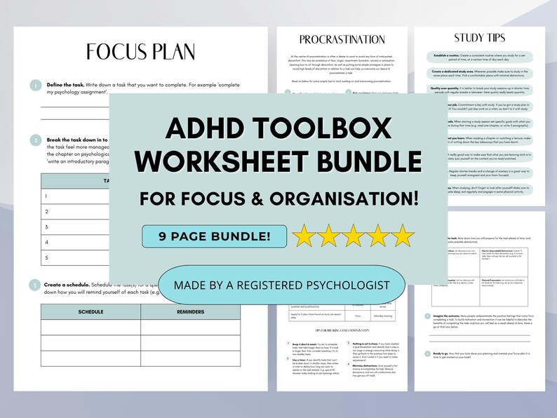 ADHD Toolbox Worksheets for Adults and Teens to Improve Focus ...