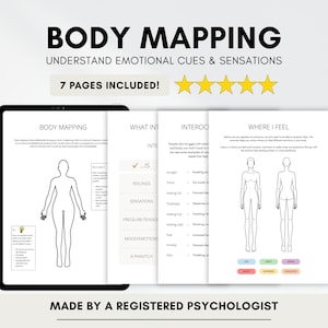 Schede di lavoro sulla terapia della mappatura corporea per gestire meglio segnali e sensazioni emotive (download digitale PDF)