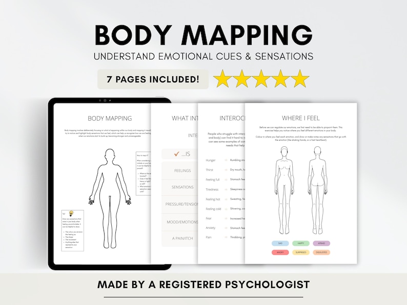 Body Mapping Therapy Worksheets to Better Manage Emotional Cues ...