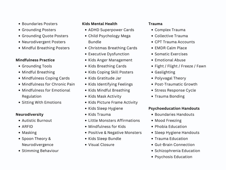 Mental Health Worksheets Whole Shop Bundle