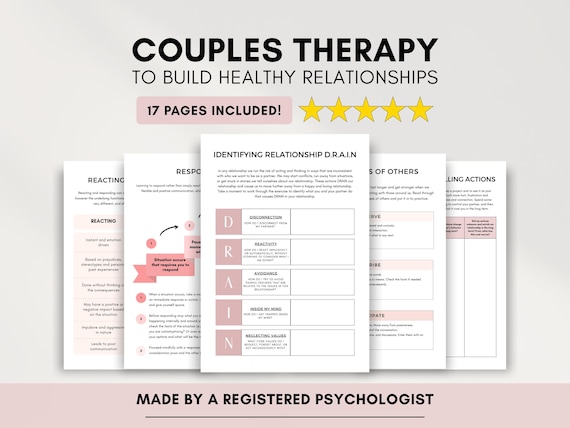 Couples Therapy Worksheets with Reacting vs Responding and Interpersonal Effectiveness (Digital Download)