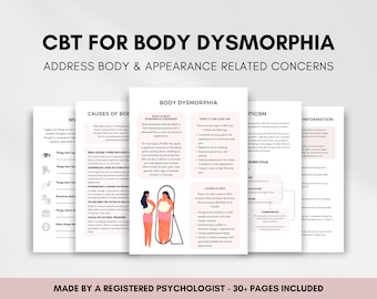 CBT for Body Dysmorphia Worksheets Bundle, Body Dysmorphia Therapy Questions for Understanding and Overcoming Body Dysmorphic Disorder