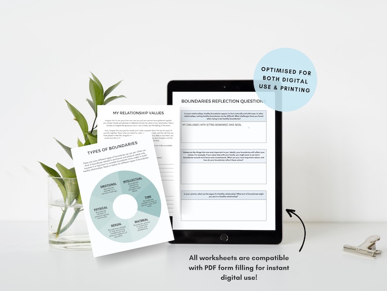 Boundaries Worksheet Bundle for Healthy Boundary Setting