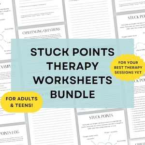 Stuck Points Therapy Worksheets Bundle | CPT Therapy | CBT Worksheets for Teens | Cognitive Processing Therapist Resource