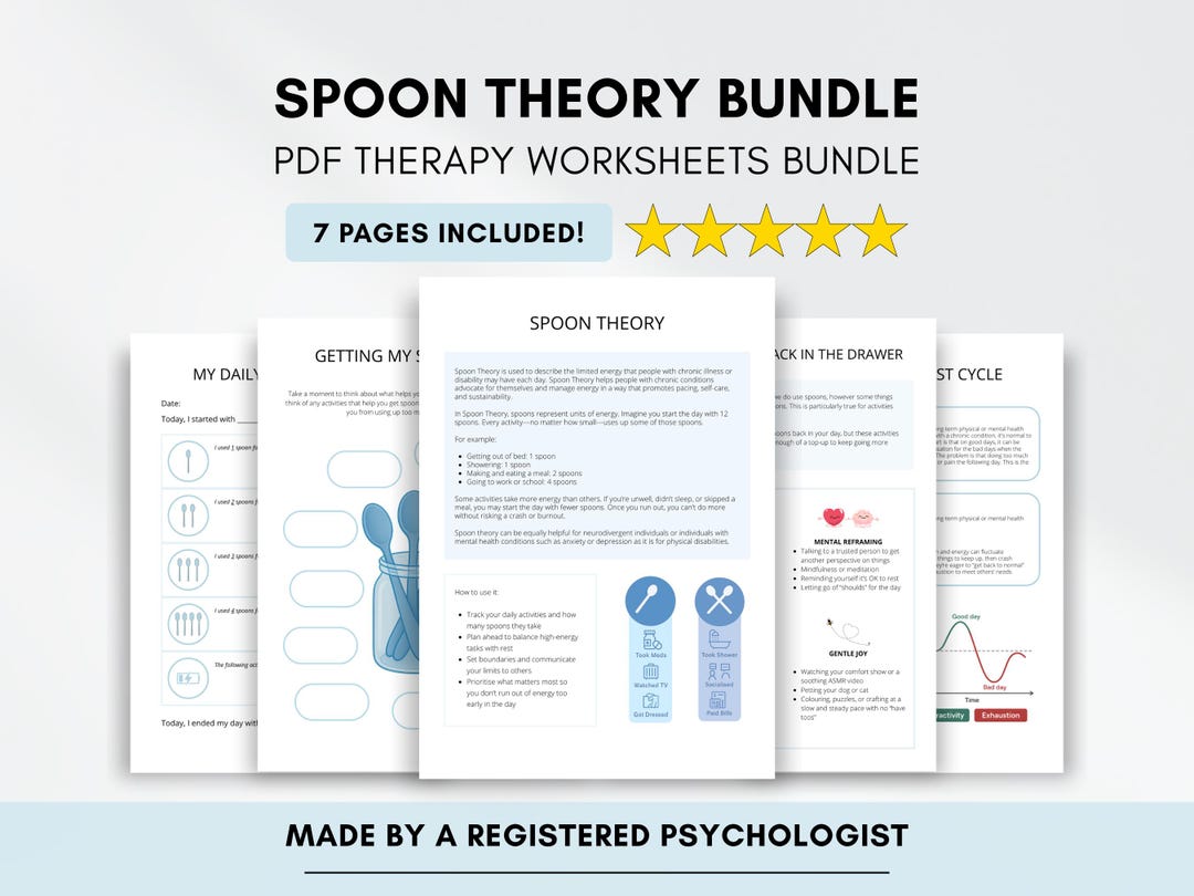 Spoon Theory Worksheets With Boom & Bust Cycle and Daily Spoon Count ...