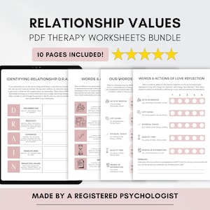 Relationship Values Worksheets with Couples Counseling Exercises (PDF Digital Download)