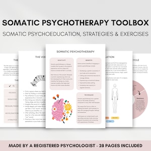 Somatic Therapy Coping Skills Worksheets for Therapist or Counselor, Managing the Stress Response and Trauma with Grounding Techniques