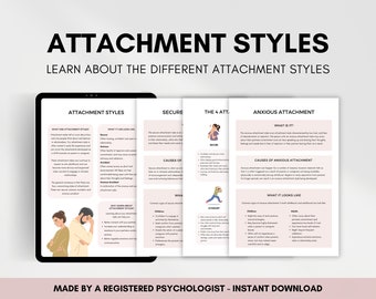 Attachment Styles Worksheet Bundle for Understanding Types of Attachment, Anxious and Avoidant Attachment Styles PDF Therapist Resource