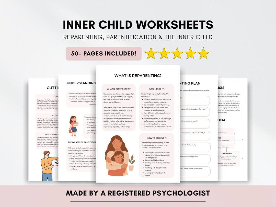 Inner Child Healing Therapy Worksheets With Reparenting, Healthy ...