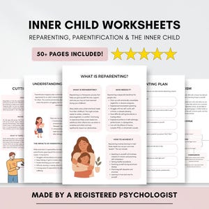 Inner Child Healing Therapy Worksheets with Reparenting, Healthy Boundaries and Forgiveness