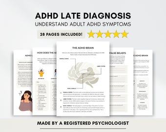 Hojas de trabajo sobre el diagnóstico tardío del TDAH: Recurso para el cerebro neurodivergente en adultos (descarga digital)