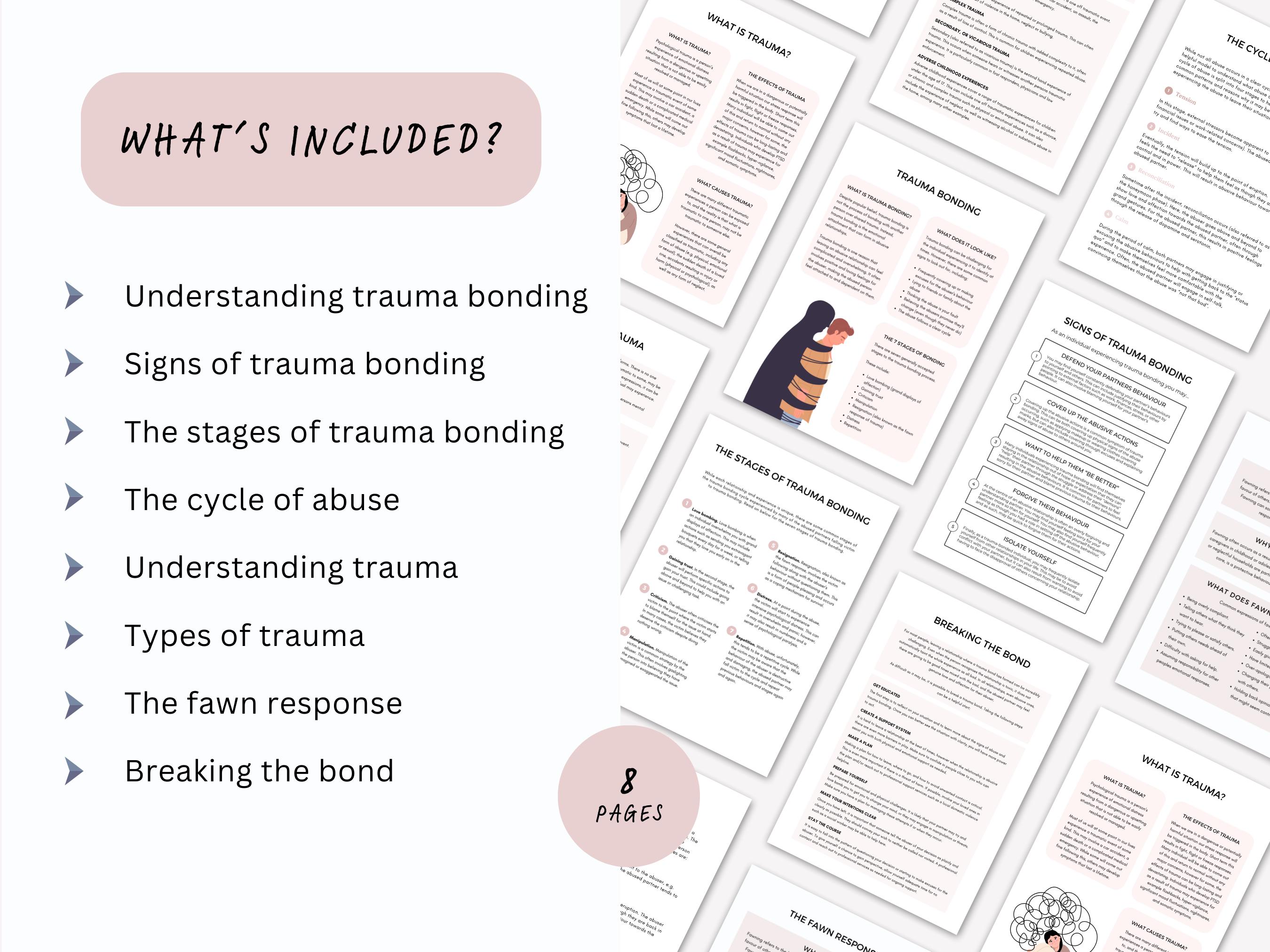 Trauma Bonding Therapy Worksheets for Managing PTSD and Emotional Abuse ...