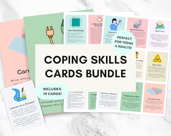 Teen Anxiety Coping Skills Cards: Mindful Exercises (PDF Digital Download)