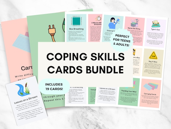 Teen Anxiety Coping Skills Cards: Mindful Exercises (PDF Digital Download)