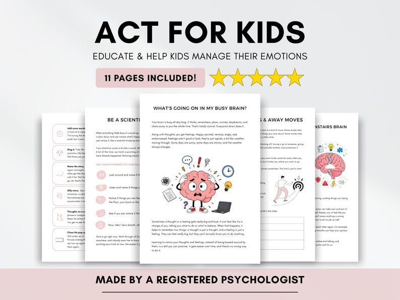 Acceptance and Commitment Therapy Worksheets for Kids