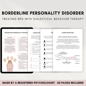 DBT for BPD Worksheets, Borderline Personality Disorder Workbook, DBT Skills for Emotional Regulation, Dialectical Behavioural Therapy