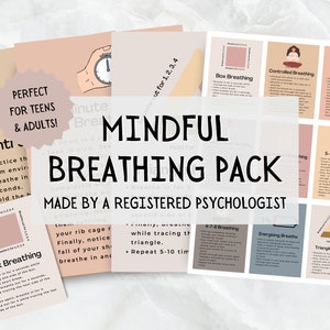 Mindful Breathing Cards Bundle for Teens & Adults | Mindfulness Breathing Exercises for Teens | Breathing Cards for Anxiety Relief