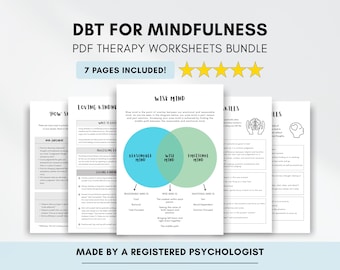 Werkbladen voor DGT-mindfulnessvaardigheden met wijze geest en liefdevolle vriendelijkheid (digitale pdf-download)