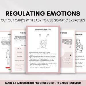 Schede di terapia di regolazione emotiva con esercizi e attività di guarigione somatica per la gestione dei sintomi di sopraffazione emotiva di traumi e PTSD