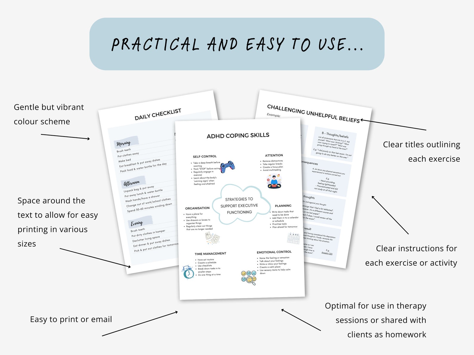 ADHD Worksheets for Teens: Coping Skills & Executive Functioning (PDF ...