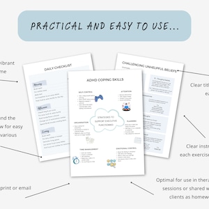 ADHD Worksheets for Teens: Coping Skills & Executive Functioning (PDF ...