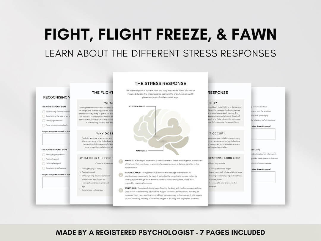 Fight Flight Freeze Fawn Worksheets for Managing the Stress Response ...