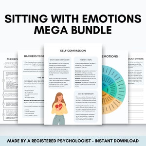 Sitting With Emotions Mega Bundle for Adults and Teens to Learn Emotional Regulation Coping Skills, Acceptance and Commitment Therapy Tool